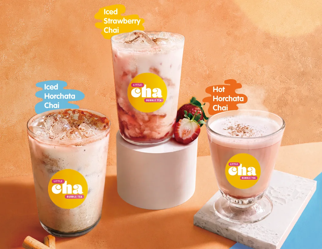 Iced Horchata Chai, Iced Strawberry Chai and Hot Horchata Chai